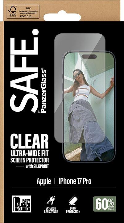 Actual product image PanzerGlass SAFE. Screen Protector w. black Frame (1 pcs., Apple iPhone 17 Pro)