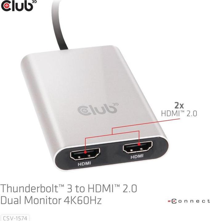 Produktbild Club 3D Thunderbolt 3 auf Dual HDMI 2.0 (HDMI, 20 cm)