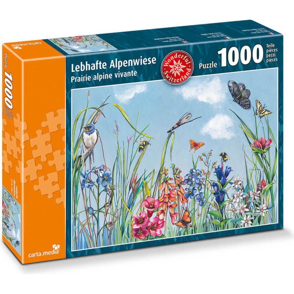 Thumbnail - CartaMedia 1'000 Teile Puzzle Lebhafte Alpenwiese (1000 Teile)