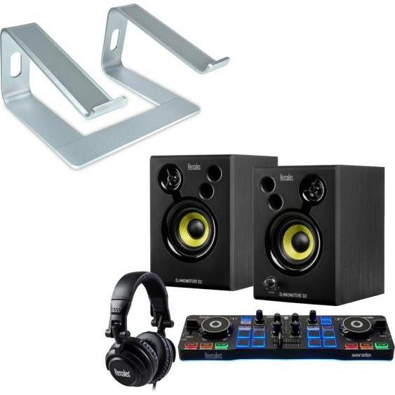 Hercules DJ Starter Kit DJ Set mit Ständer Silber, DJ Controller