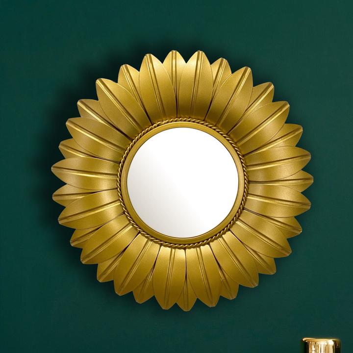 Image du produit FineBuy miroir mural miroir couloir fleur métal 60 cm miroir couloir miroir suspendu (60 x 60 x 4 cm)