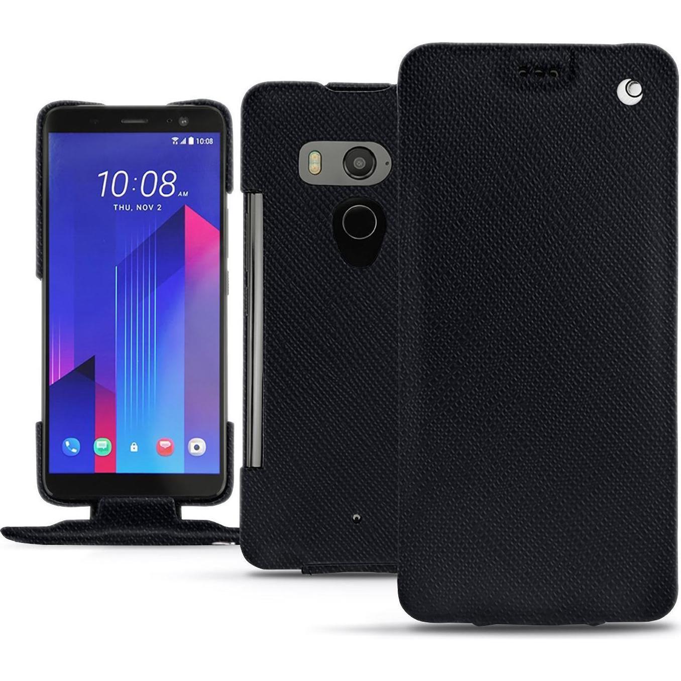 Noreve Lederschutzhülle vertikal (HTC U11+), Smartphone Hülle, Schwarz