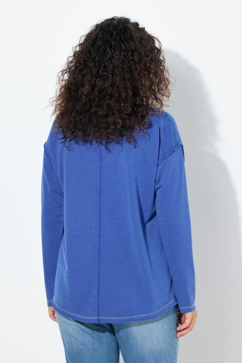 Produktbild Ulla Popken Sweatshirt, Pailletten, V-Ausschnitt, Langarm, Rollkanten (44)