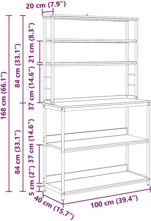 Immagine prodotto vidaXL Küchenregal (100 x 40 x 168 cm)