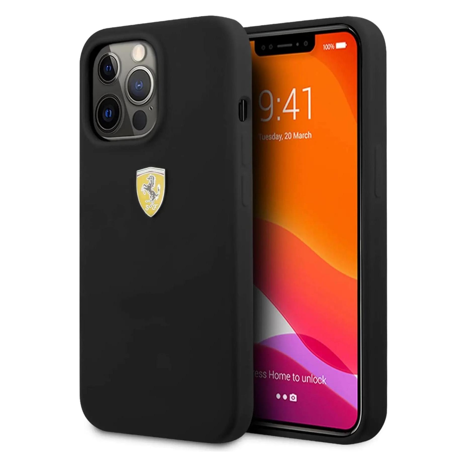 Ferrari FESSIHCP13XBK IPhone 13 Pro Max 6, 7" Czarny/black Hardcase Silicone (Apple IPhone 13 Pro Max), Smartphone Hülle, Schwarz