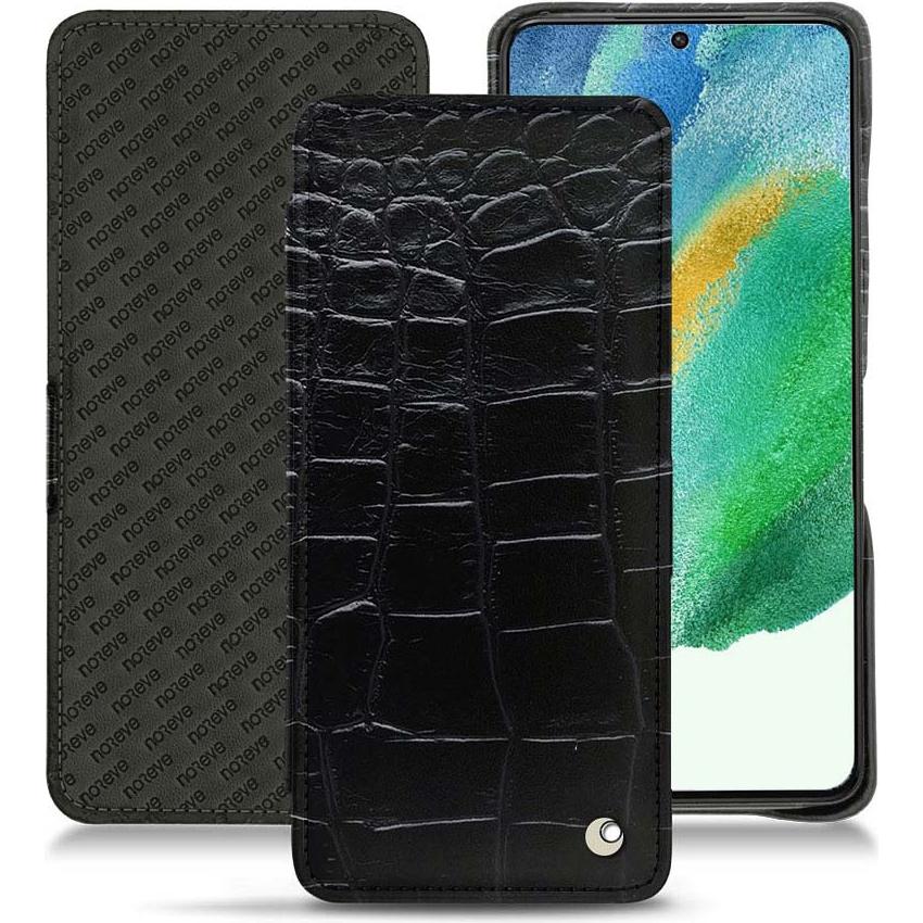 Noreve Lederschutzhülle Samsung Galaxy S21 FE (Samsung Galaxy S21 FE), Smartphone Hülle, Schwarz