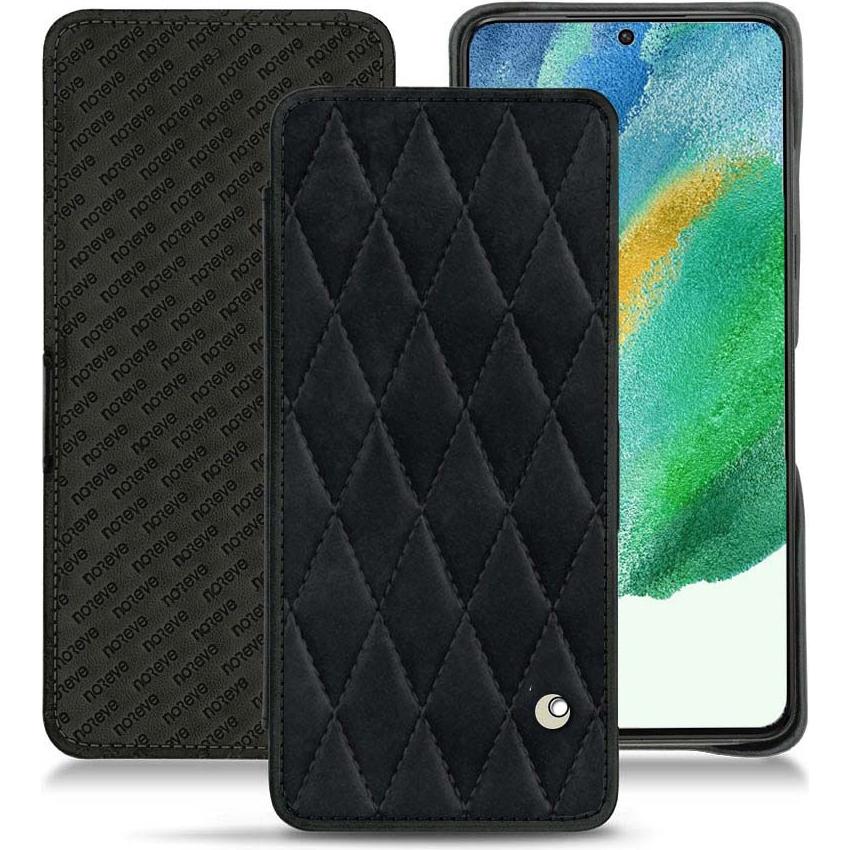 Noreve Lederschutzhülle Samsung Galaxy S21 FE (Samsung Galaxy S21 FE), Smartphone Hülle, Schwarz