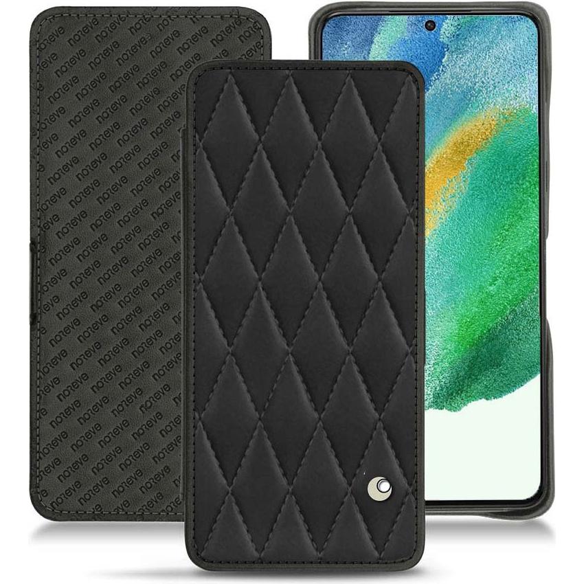 Noreve Lederschutzhülle Samsung Galaxy S21 FE (Samsung Galaxy S21 FE), Smartphone Hülle, Schwarz