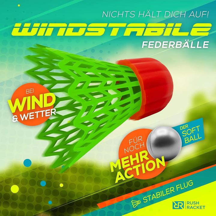 Produktbild Rush Racket RS3 Speed Badminton Set mit Feldmarkierungen