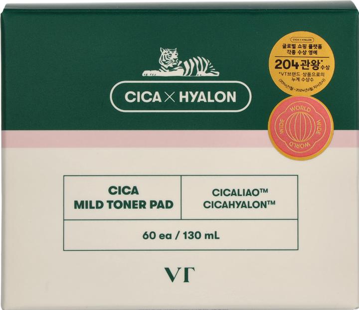 Actual product image VT Cosmetics Cica Hyalon Soft Toner Pad with 0.5% Salicylic Acid - Soothing Repair and Anti-Acne (Facial cleansing wipes, 130 ml)