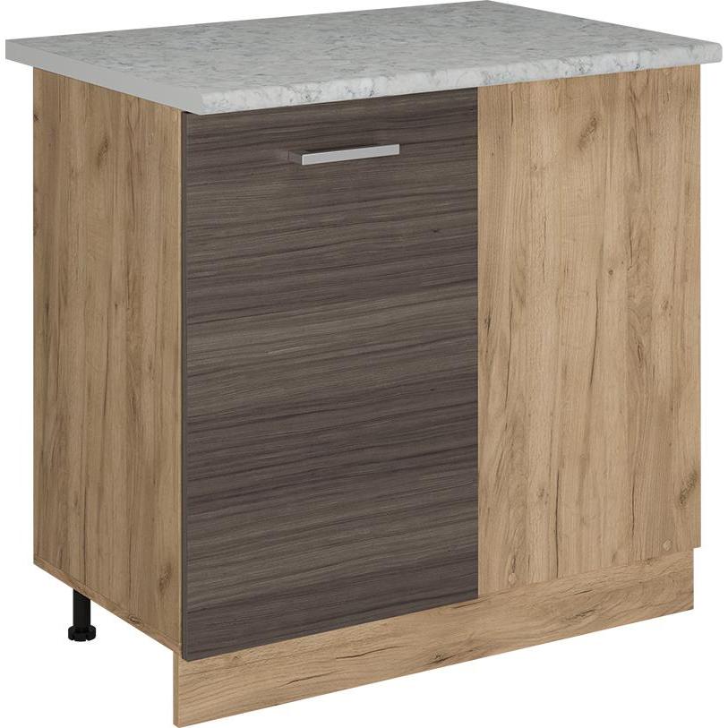 Vicco, Regal, Eckunterschrank R-Line, Edelgrau/Goldkraft Eiche, 86 cm AP Marmor