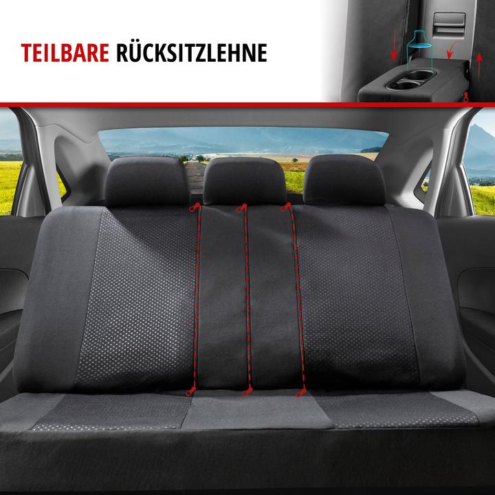 Produktbild Walser Autositzbezug ZIPP-IT Premium Logan, PKW-Schonbezüge Komplettset mit Reiverschluss-System schwarz/s