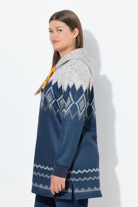 Immagine prodotto Laurasøn Pullover lungo in maglia e pile con stile norvegese, cappuccio e maniche lunghe (54)