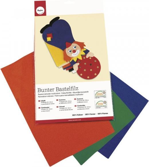 Image du produit Rayher Feutre de bricolage multicolore 10 couleurs (30 x 20 cm)