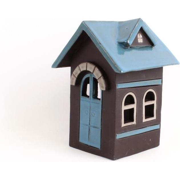 Rozos, Deko Objekt, Kleines breites Haus aus schwarzem Ton