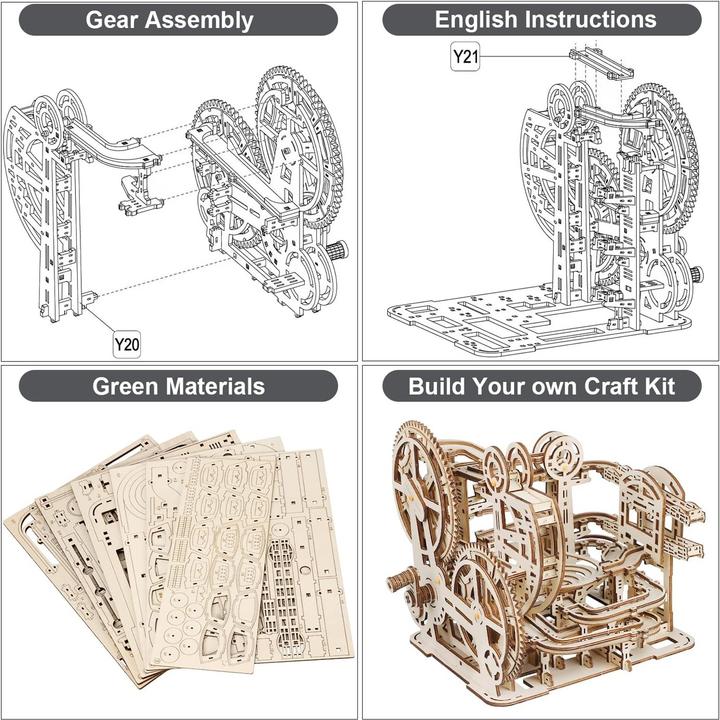Produktbild The Toy Company 3D Holz Kugelbahn, Murmelbahn Puzzle aus Holz, batteriebetrieben