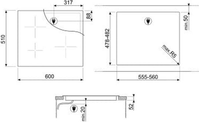 Productafbeelding Smeg SI2641DP Inductiekookplaat, 60 cm, crèmeglaskeramiek, C-cut