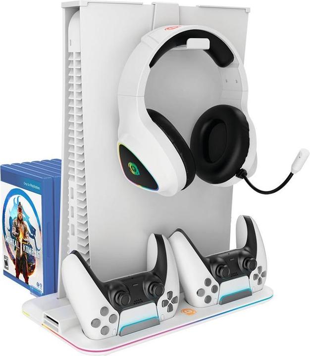Immagine prodotto Canyon CS-5, PS5 Supporto per caricabatterie, con luce RGB, con + cavo, 475±, Baltas (PS5)