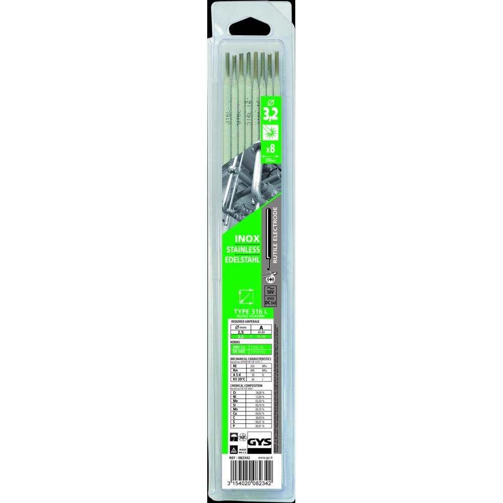 GYS, Schweissgerät Zubehör, Stabelektroden 8 Stk., Ø 3,2 mm, INOX 316L
