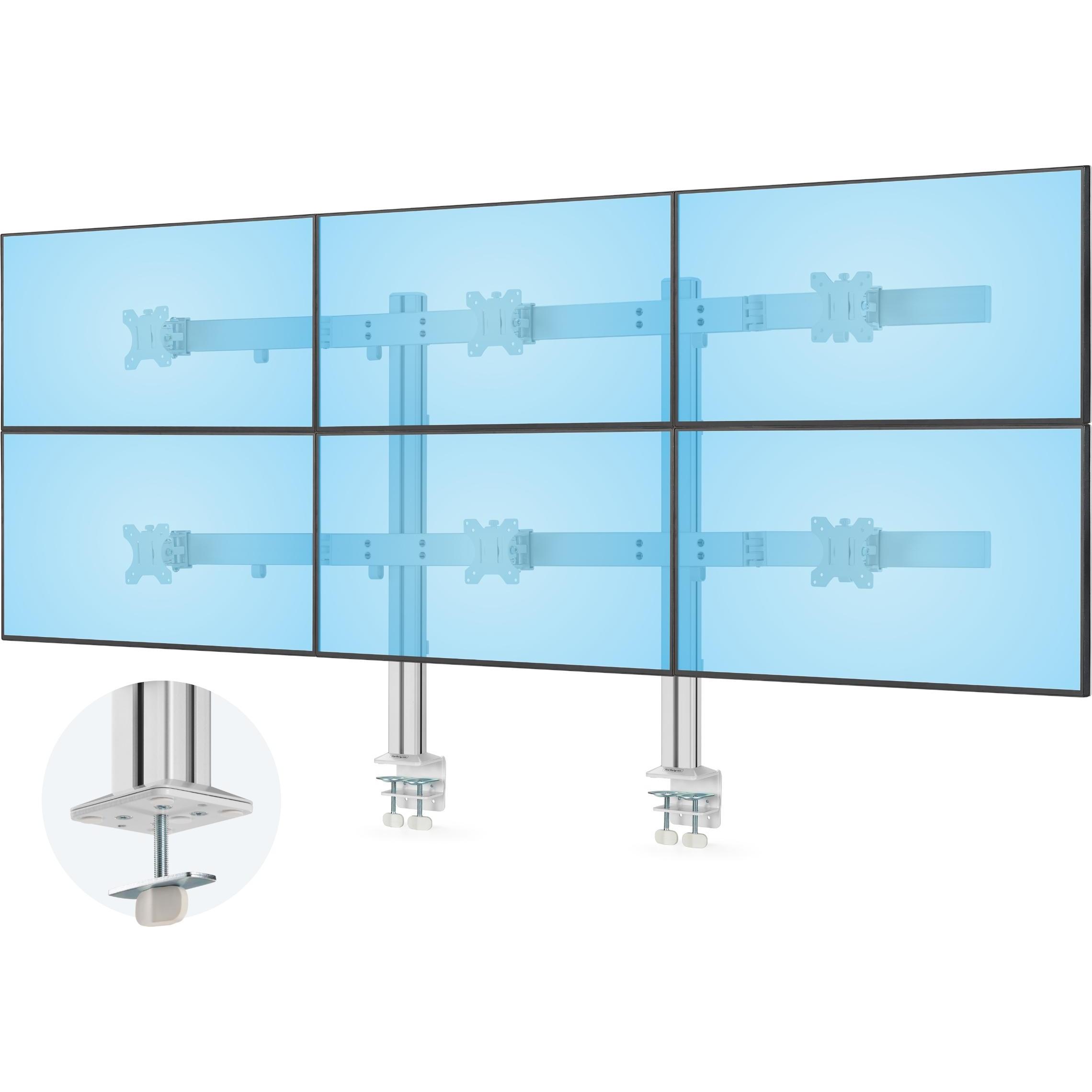 StarTech Six-Monitor Mount (Tavolo, 32", 8 kg), Supporto per monitor, Bianco
