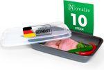 Image du produit Novaliv 10er-Set Anthrazit Premium Aufschnittbox mit Transparentem Deckel, Frischhaltedosen für Wurs (25 x 17 x 3 cm)