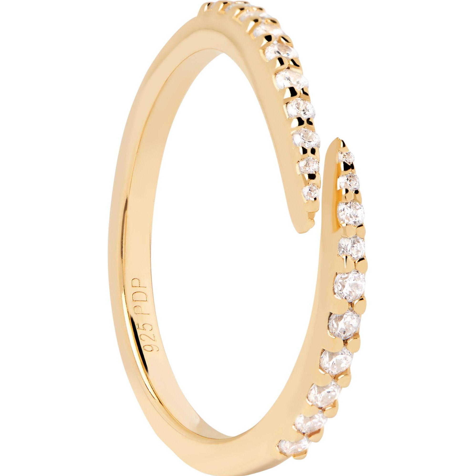 Pd Paola, Ring, PDPAOLA - PozlacenÃ½ otevÅ™enÃ½ prsten s ÄirÃ½mi zirkony EMBRACE Gold AN01-805 - Circuit: 52 mm, (52, 92...