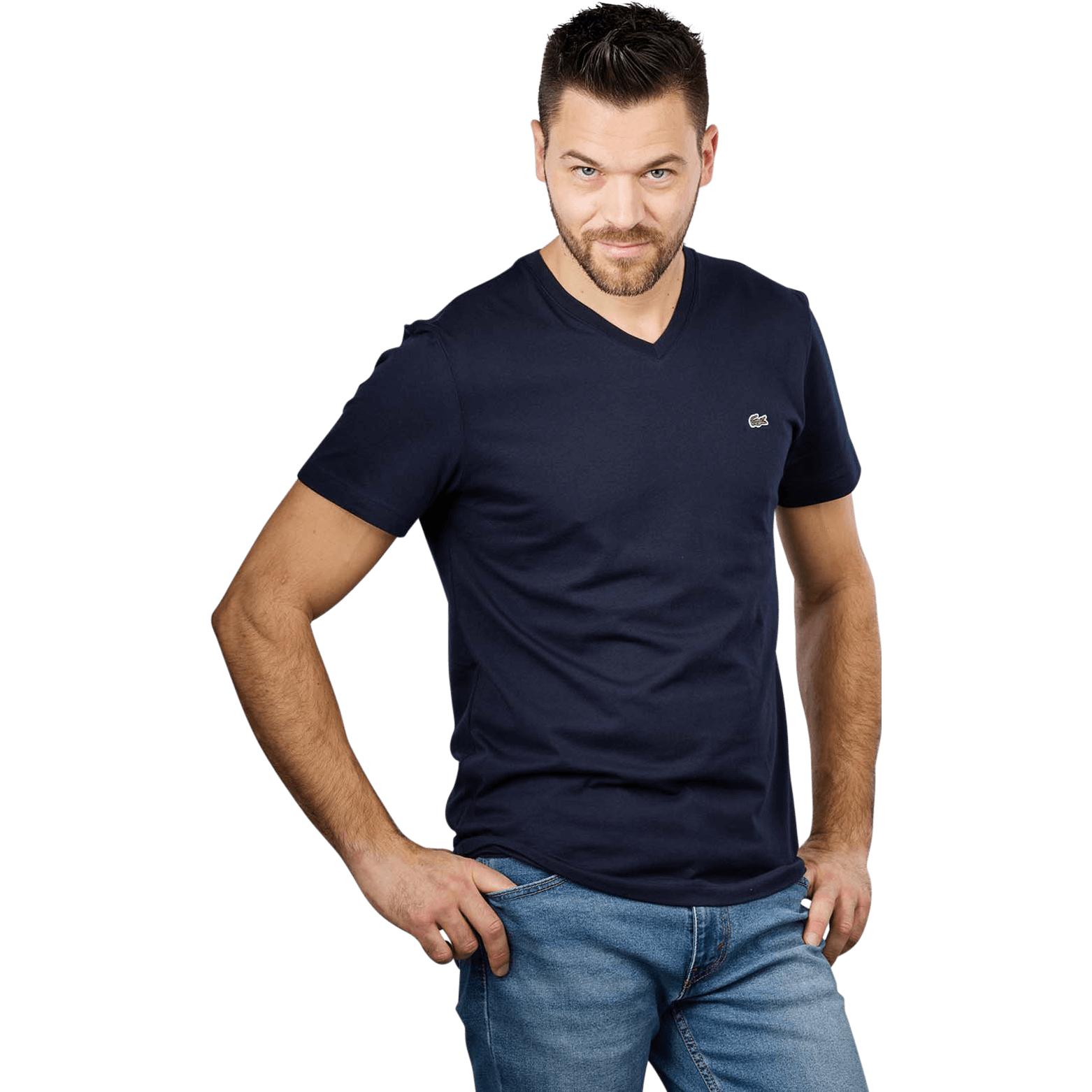 Thumbnail - Lacoste, Herren, Shirt, T-Shirt Basic Sport V-Neck, Blau, (L)