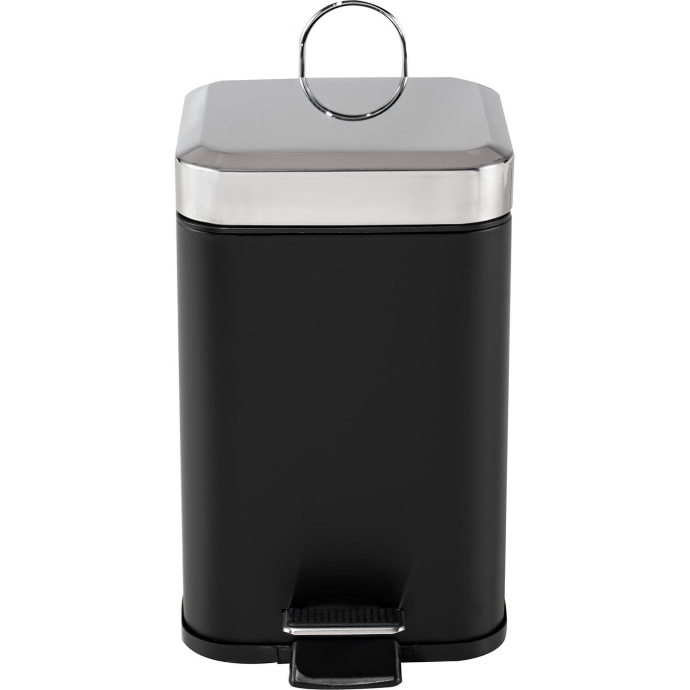 HTI-Living Treteimer eckig Jannik 3 Liter Schwarz Silber, Abfalleimer, Schwarz, Silber