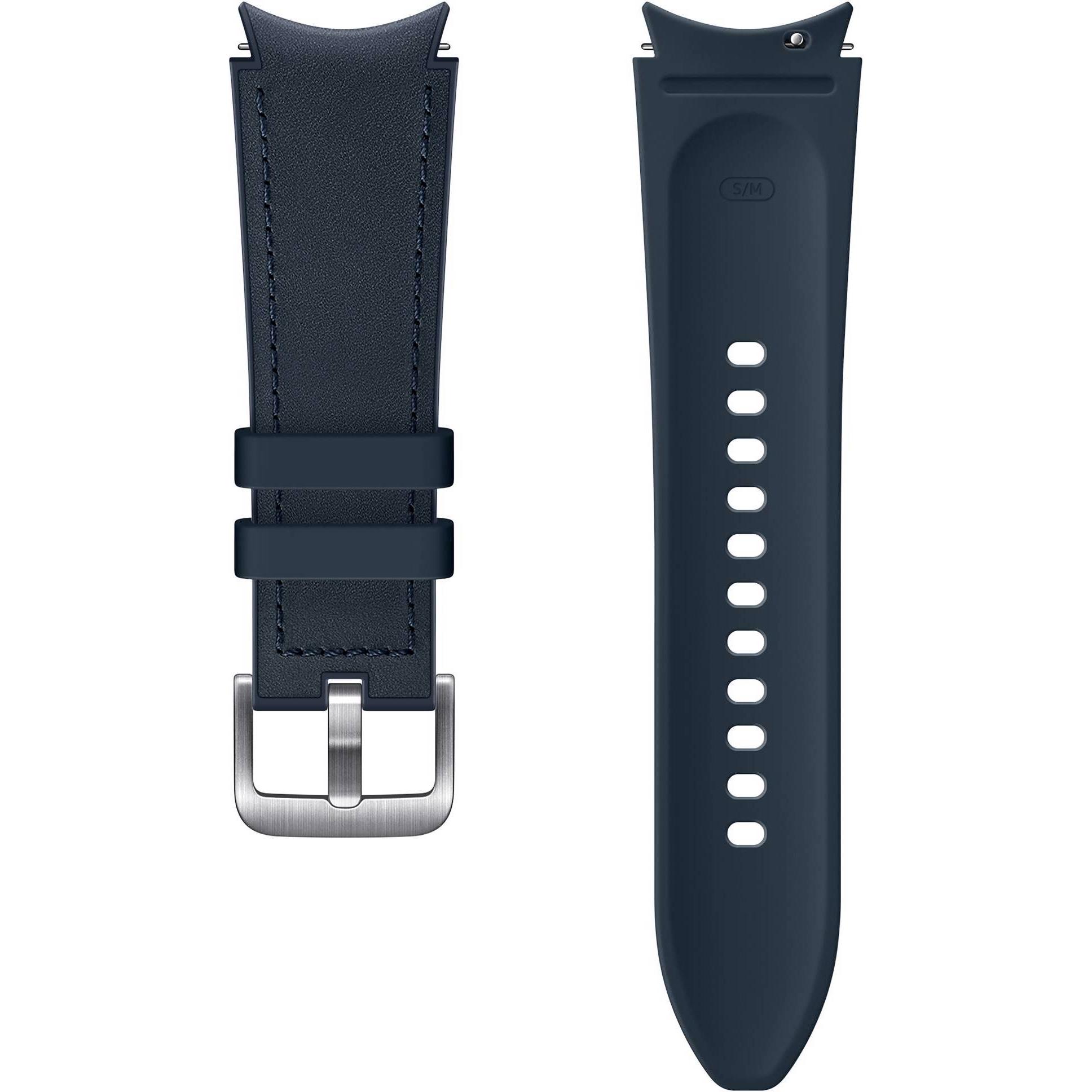 Samsung Hybrid Band (20 mm, Kautschuk, Leder, Galaxy Watch, Galaxy Watch 4), Uhrenarmband, Blau