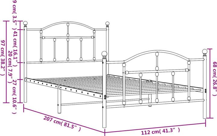 Produktbild vidaXL Bettgestell (107 x 203 cm)