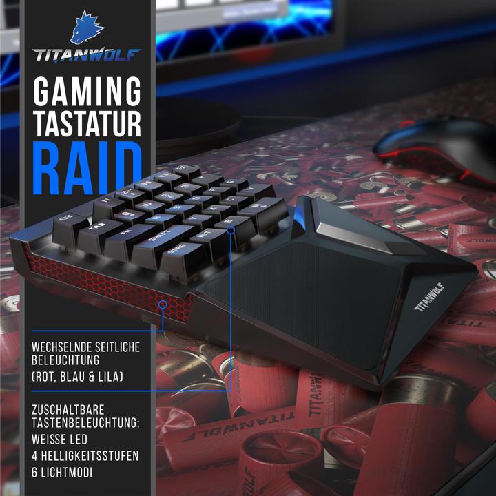 Actual product image Titanwolf Gaming keyboard, mechanical keypad keyboard with 28 keys, one-handed gaming keyboard (Germany, Cable)