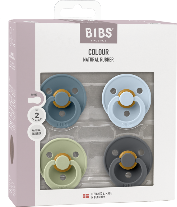 Actual product image Bibs Nuggi Try-it Colour Latex 6-12m 4 Pack Petrol Sage Baby Blue Iron (4 x, from 6 m.)