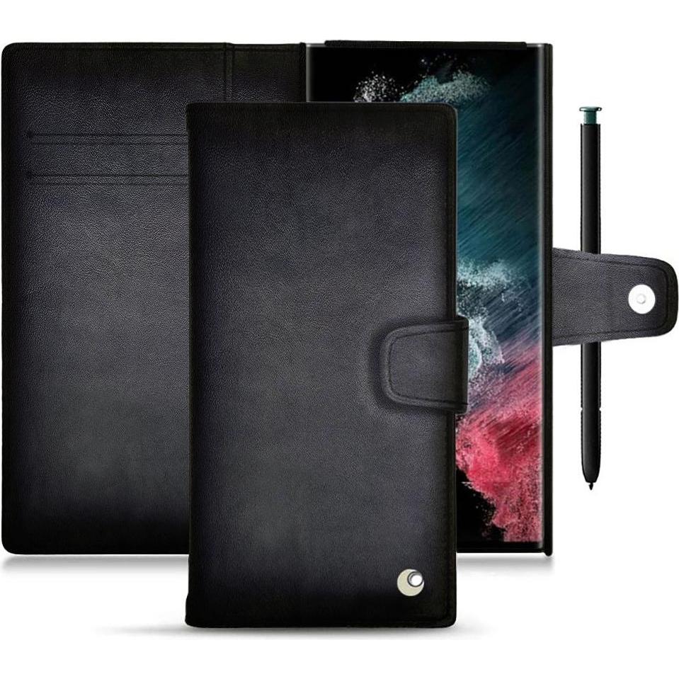 Noreve Lederschutzhülle Wallet (Samsung Galaxy S22 Ultra), Smartphone Hülle, Grau