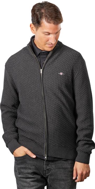 Produktbild GANT Cotton Texture Cardigan Zip Charcoal Melange (M)