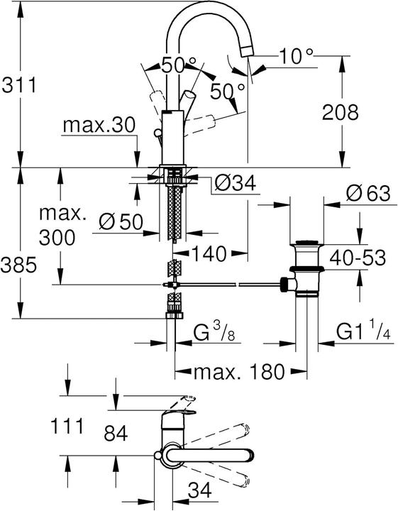 Actual product image Grohe Eurosmart single-lever basin mixer L-Size