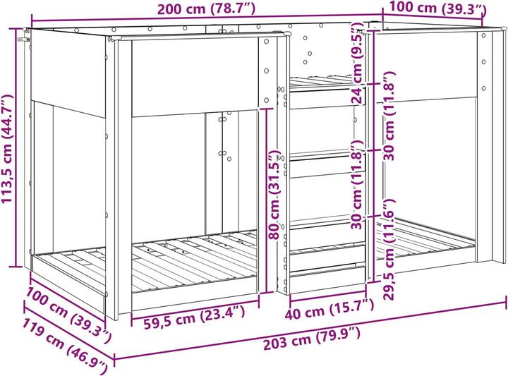 Produktbild vidaXL Etagenbett (100 x 200 cm)