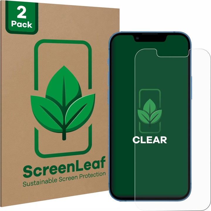 ScreenLeaf Protective film sustainable screen protector screen protector film clear transparent (2 Piece, Apple iPhone 13 mini)