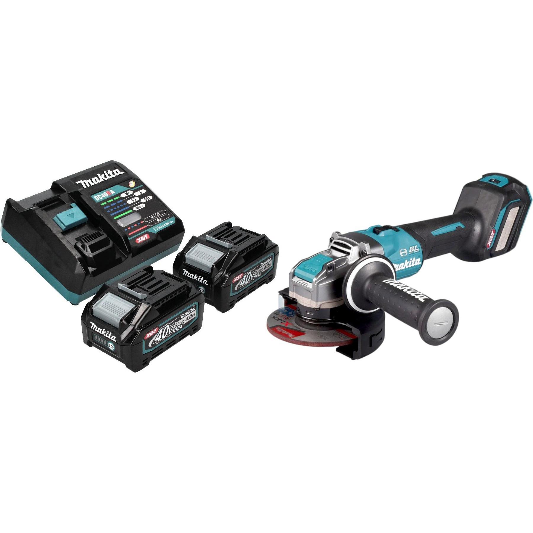 Makita, Winkelschleifer, GA 041 GM201 Akku Winkelschleifer 40 V max. 125 mm X-LOCK Brushless + 2x Akku 4,0 Ah + (125 mm)