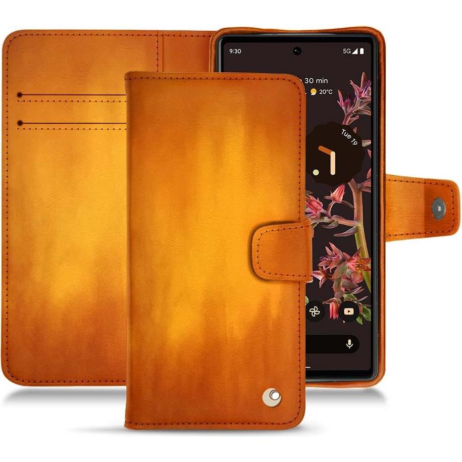 Noreve Lederschutzhülle Wallet (Google Pixel 6), Smartphone Hülle, Orange