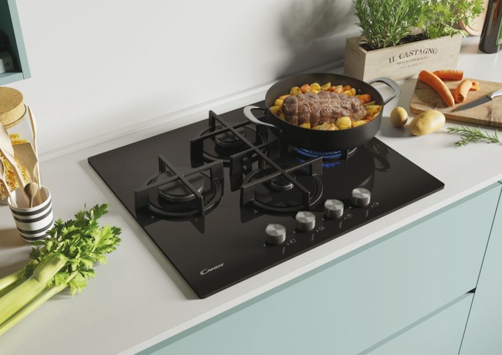 Produktbild Candy CVG6DPB Schwarzer Einbau-Gasherd (59 cm) 4 Herd(e)