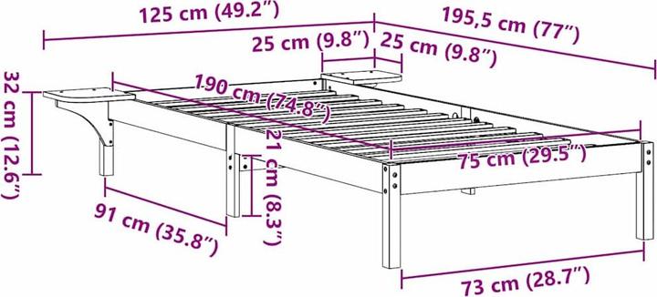 Image du produit vidaXL Bett (75 x 190 cm)