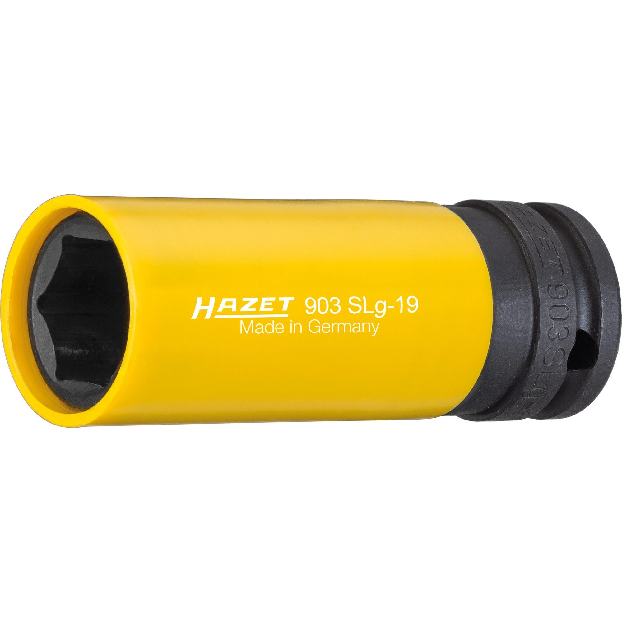 HAZET, Steckschlüssel + Stecknuss, Schlag-, Maschinenschrauber Steckschlüsseleinsatz ∙ Sechskant 903SLG-19 ∙ Vierkant12,...