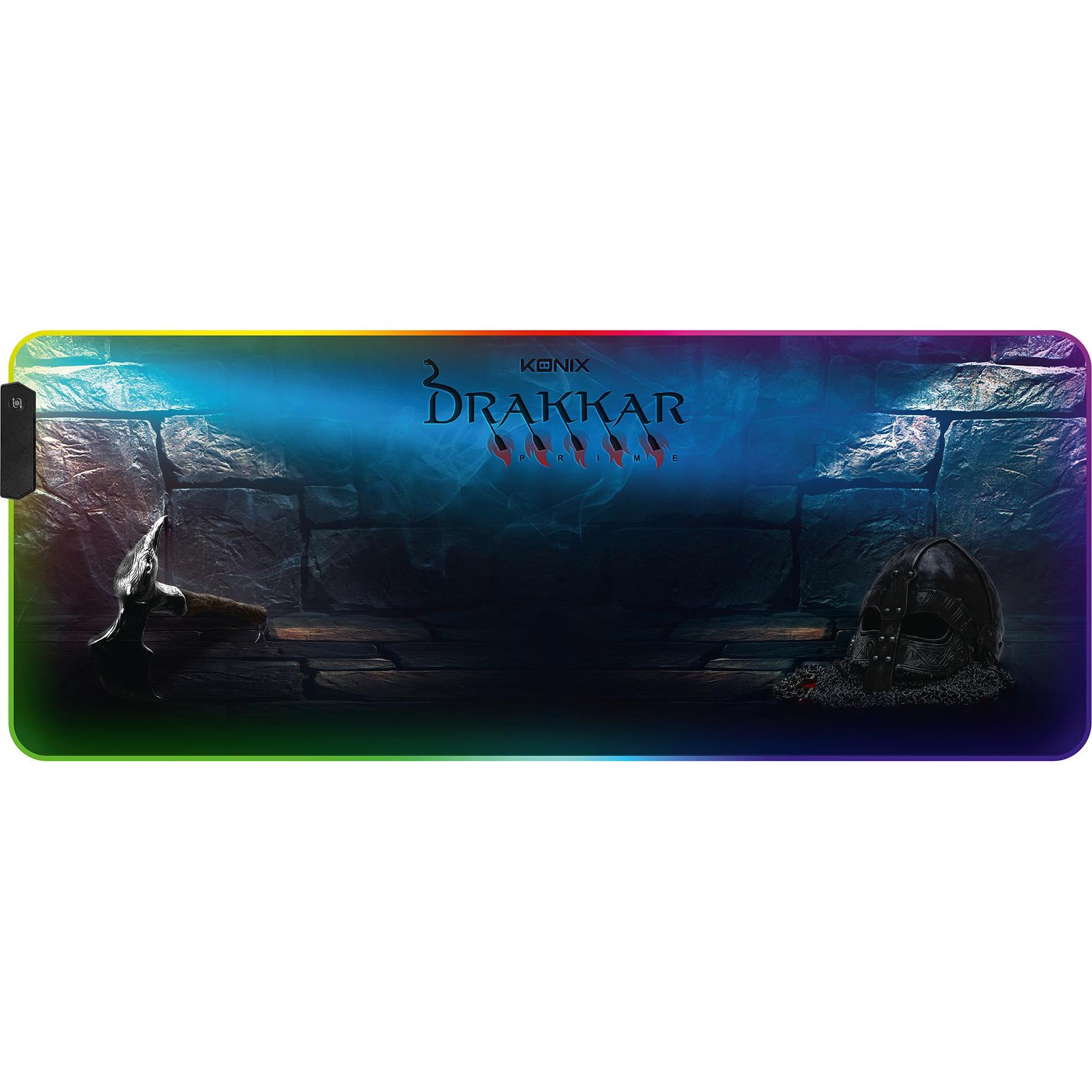 Konix Tapis de souris rétroéclairé Hetland - Drakkar Prime (XL), Tappetino mouse, Multicolore