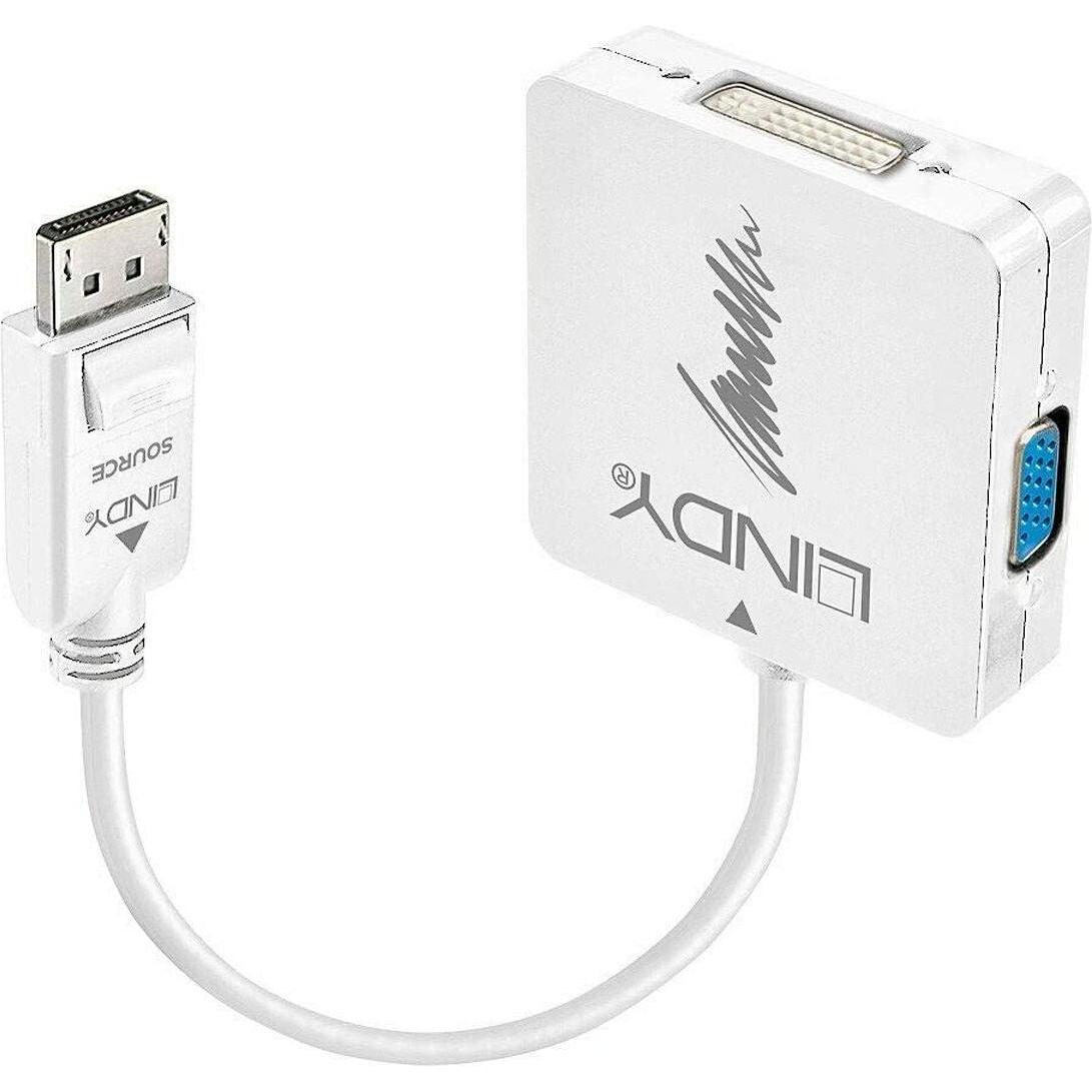 Lindy Bianco Da Displayport A (Dvi, Hdmi, Vga, 20 Cm), Adattatore Dati + Video,