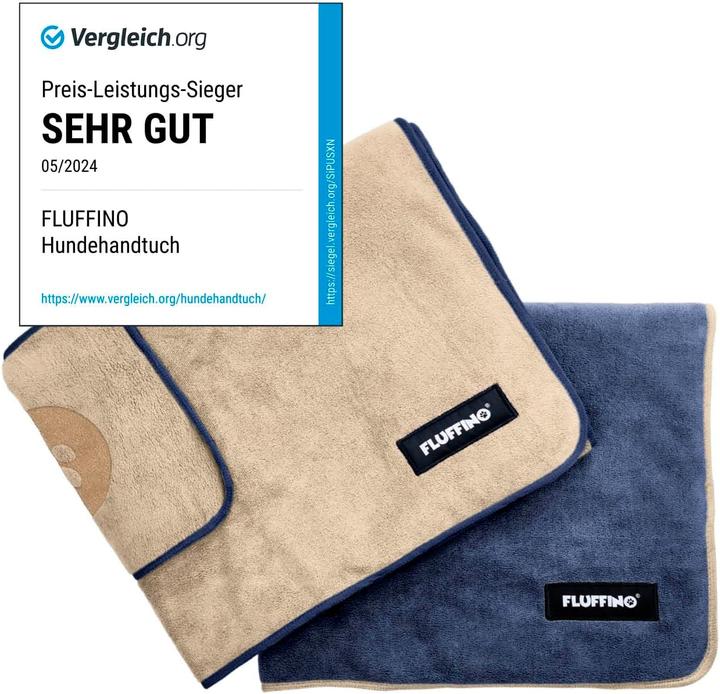 Image du produit Fluffino Set de serviettes pour chiens, Beige / Bleu, L (Chien)