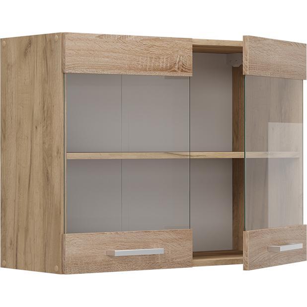 Vicco, Regal, Küchenglashängeschrank R-Line, Sonoma/Goldkraft Eiche, 80 cm (80 x 60 x 31 cm)