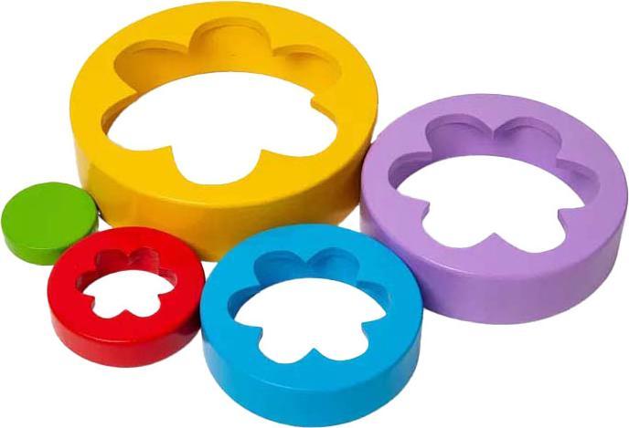 Image du produit Bigjigs Blumenturm aus Holz, 5 Stück.