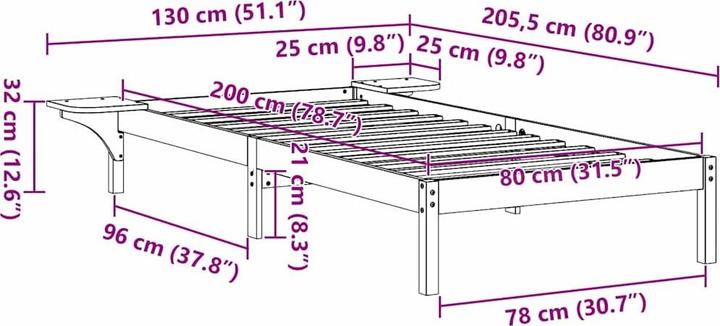 Actual product image vidaXL Bett (80 x 200 cm)