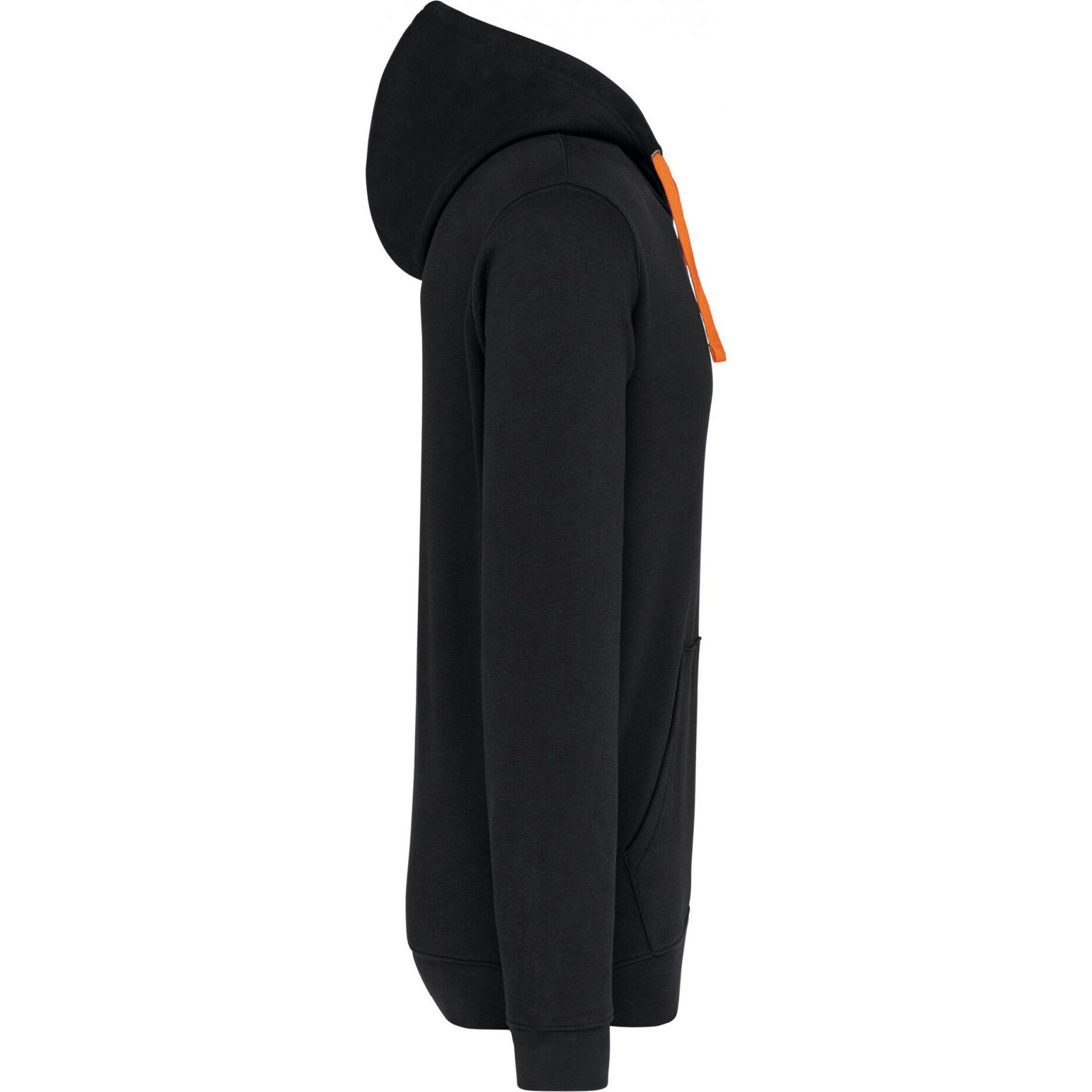 Thumbnail - Kariban, Herren, Pullover, Sweatshirt mit kontrastierender Kapuze, Schwarz, Orange, (3XL)