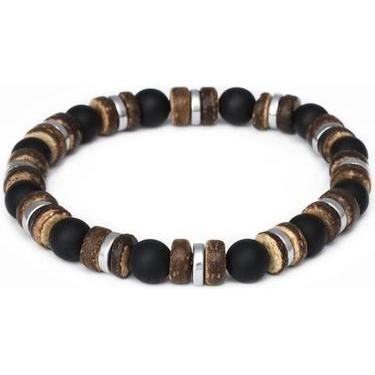 Beneto, Armschmuck, Onyx. coconut wood and hematite bead bracelet MINK168/20